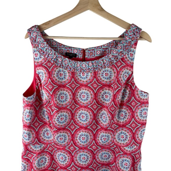 Talbots Coral Turquoise Mixed Geo Print Fit And Flare Midi Dress sz 16 Petite - Picture 3 of 9